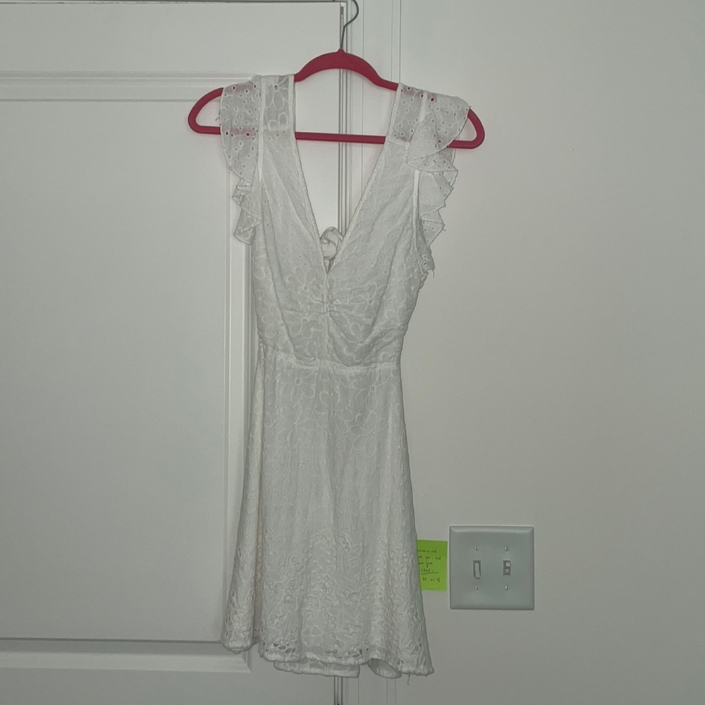 White eyelet backless dress